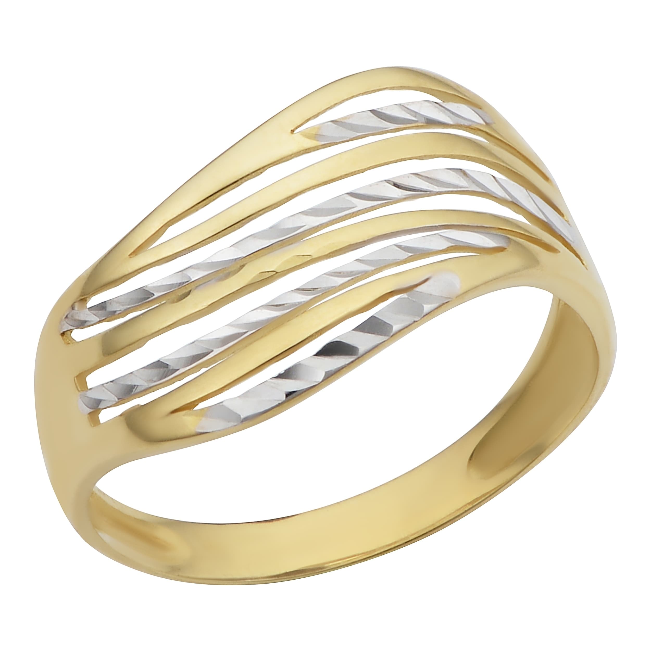 Au Naturale 10k Two-tone Gold Wave Design Ring