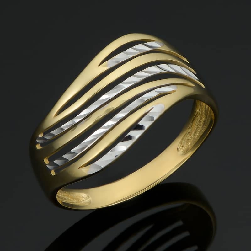 10k Two-tone Gold Wave Design Ring