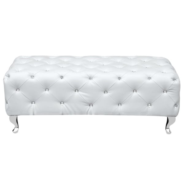 Faux Crystal Button Tufted Bench