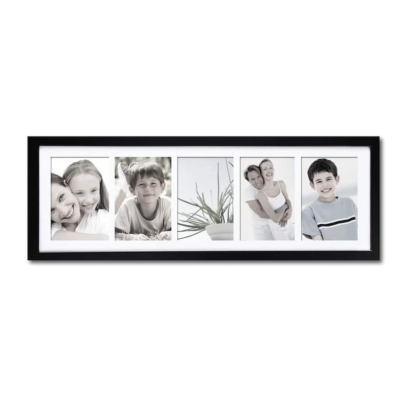 Adeco Black Wood Hanging Picture Frame w/ 5 Openings