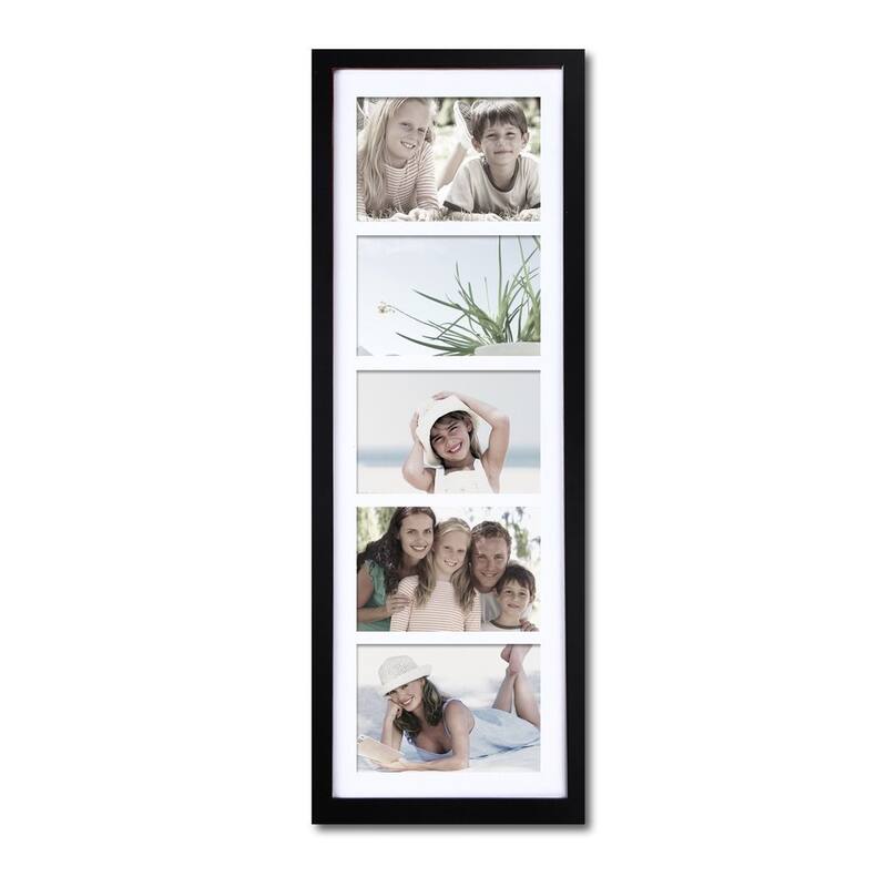 Adeco Black Wood Hanging Picture Frame w/ 5 Openings