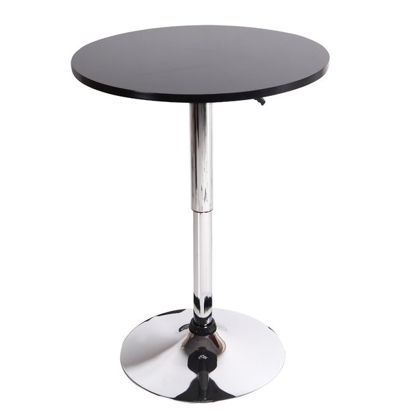 Adeco Black Wood Bar Table Adjule Chromed Pedestal Base Adeco Black Wood Bar Table Adjule Chromed Pedestal Base