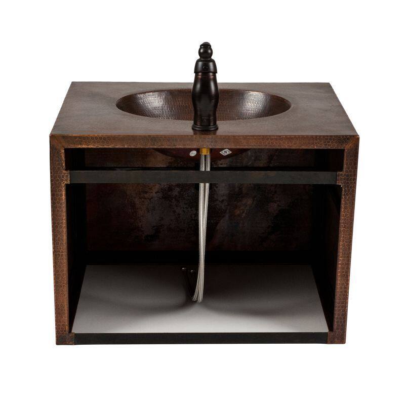Premier Copper Products 24-inch Hand Hammered Copper Wall Mount Vanity with Tuscan Design and Faucet Package