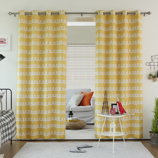 Aurora Home Doodle Print Room Darkening Grommet Top Curtain Panel Pair