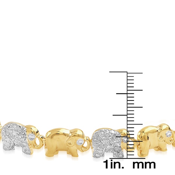 Finesque Diamond Accent Elephant Design Link Bracelet