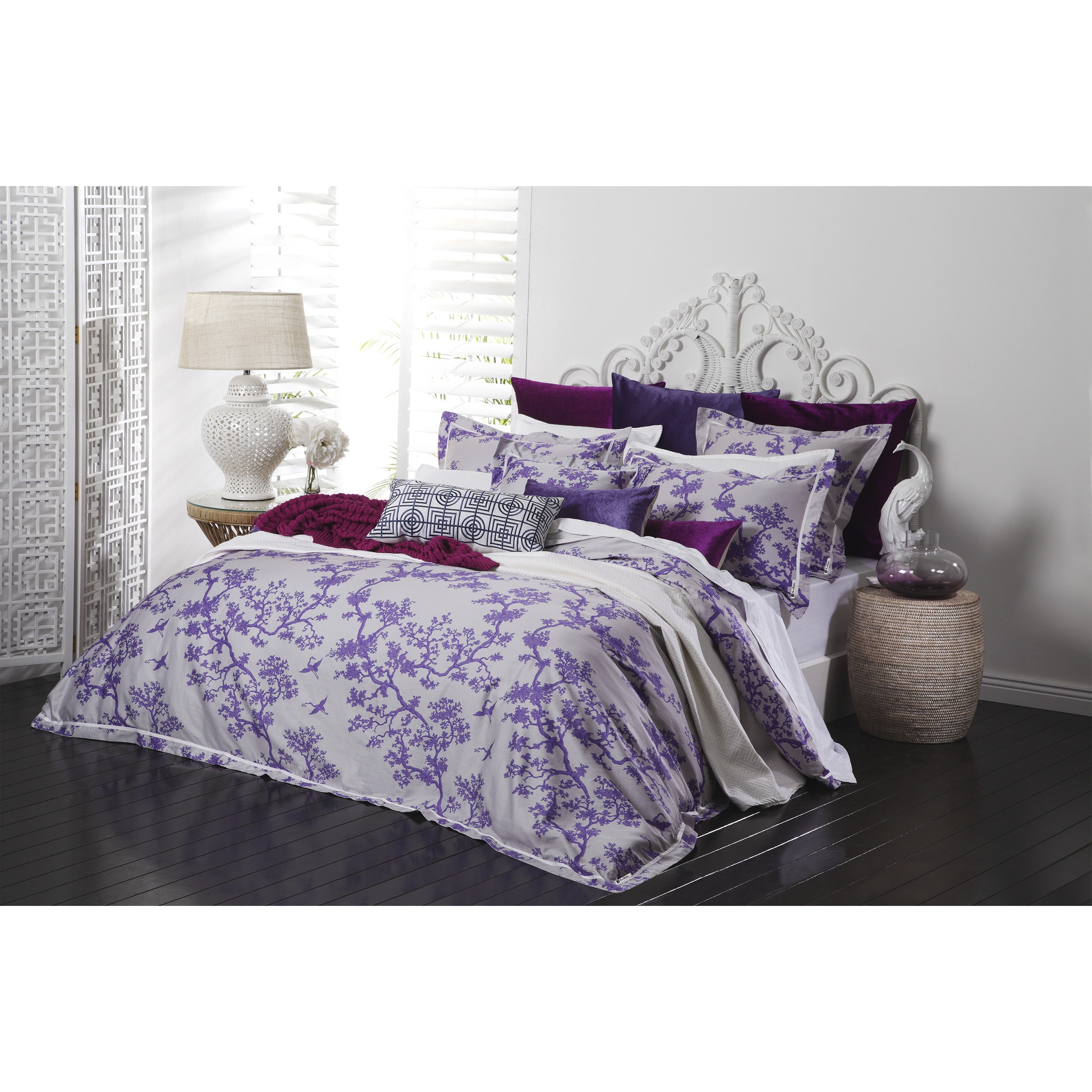 Shop Crane Floral Sateen Cotton 3 Piece Duvet Cover Set On Sale