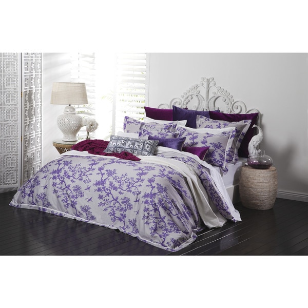 Crane Floral Sateen Cotton 3-piece Duvet Cover Set