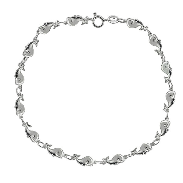 Mondevio Sterling Silver Dolphin Anklet Bracelet