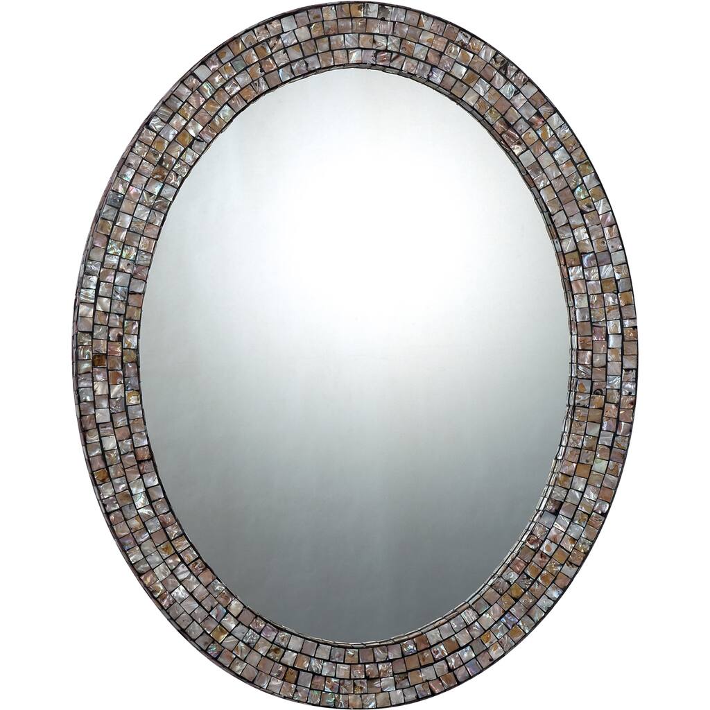 Quoizel Reflections Sage Small Oval Wood and Glass Bath Mirror