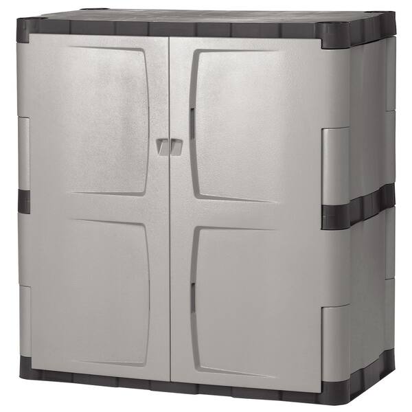 Shop Rubbermaid Grey Black Double Door Storage Cabinet Free