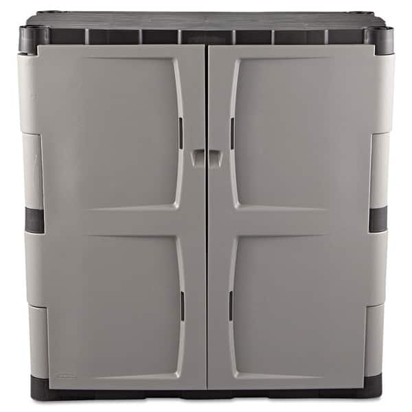 Rubbermaid Double-Door Storage Base Cabinet - Gray/Black