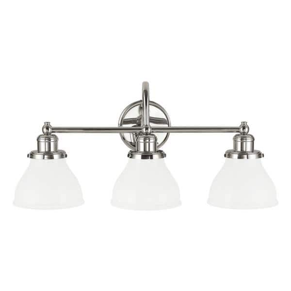 slide 1 of 1, Baxter 3-light Polished Nickel Finish Bath/ Vanity Light - Polished Nickel - Polished Nickel