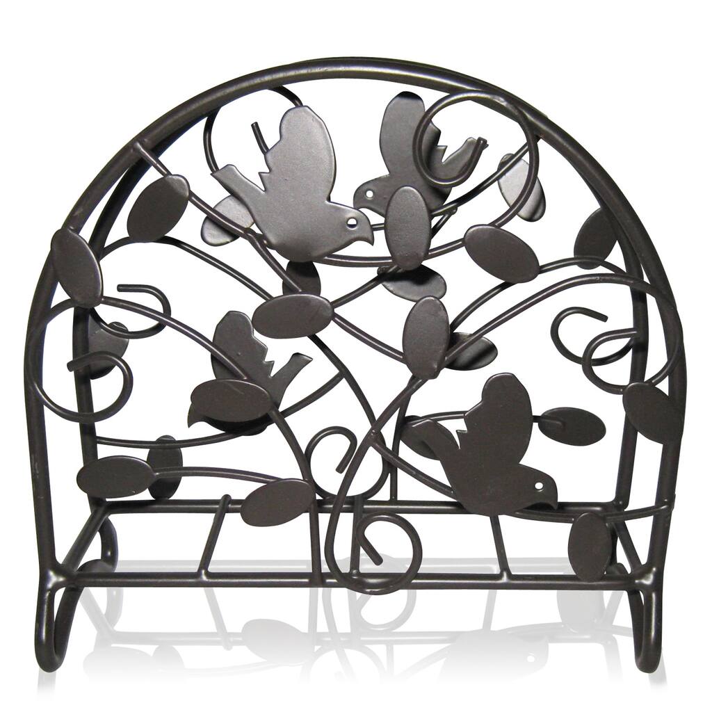 Brown Bird and Decorative Leaf Style Napkin Holder