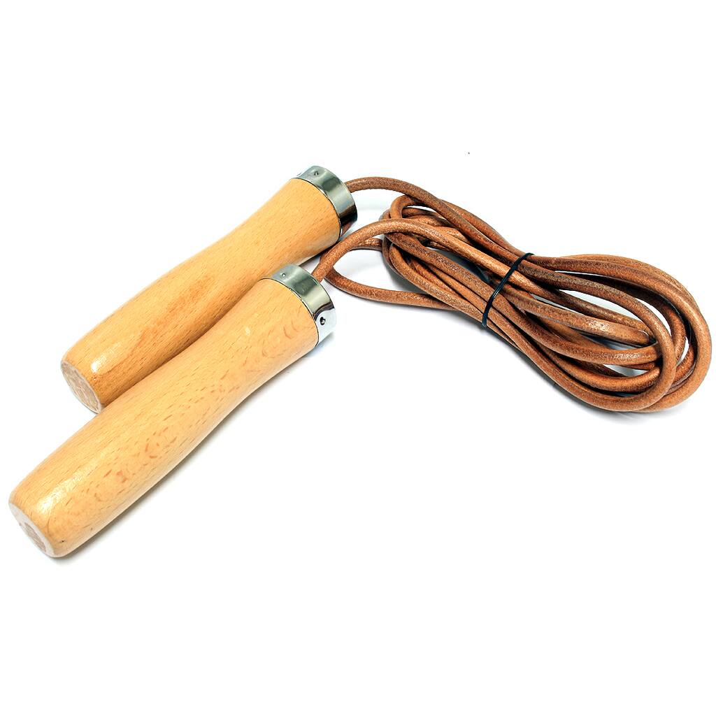 Defender Wood Handle Leather Jump Rope