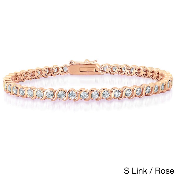 Shop Dolce Giavonna Gold Overlay Cubic Zirconia Tennis Style Bracelet ...