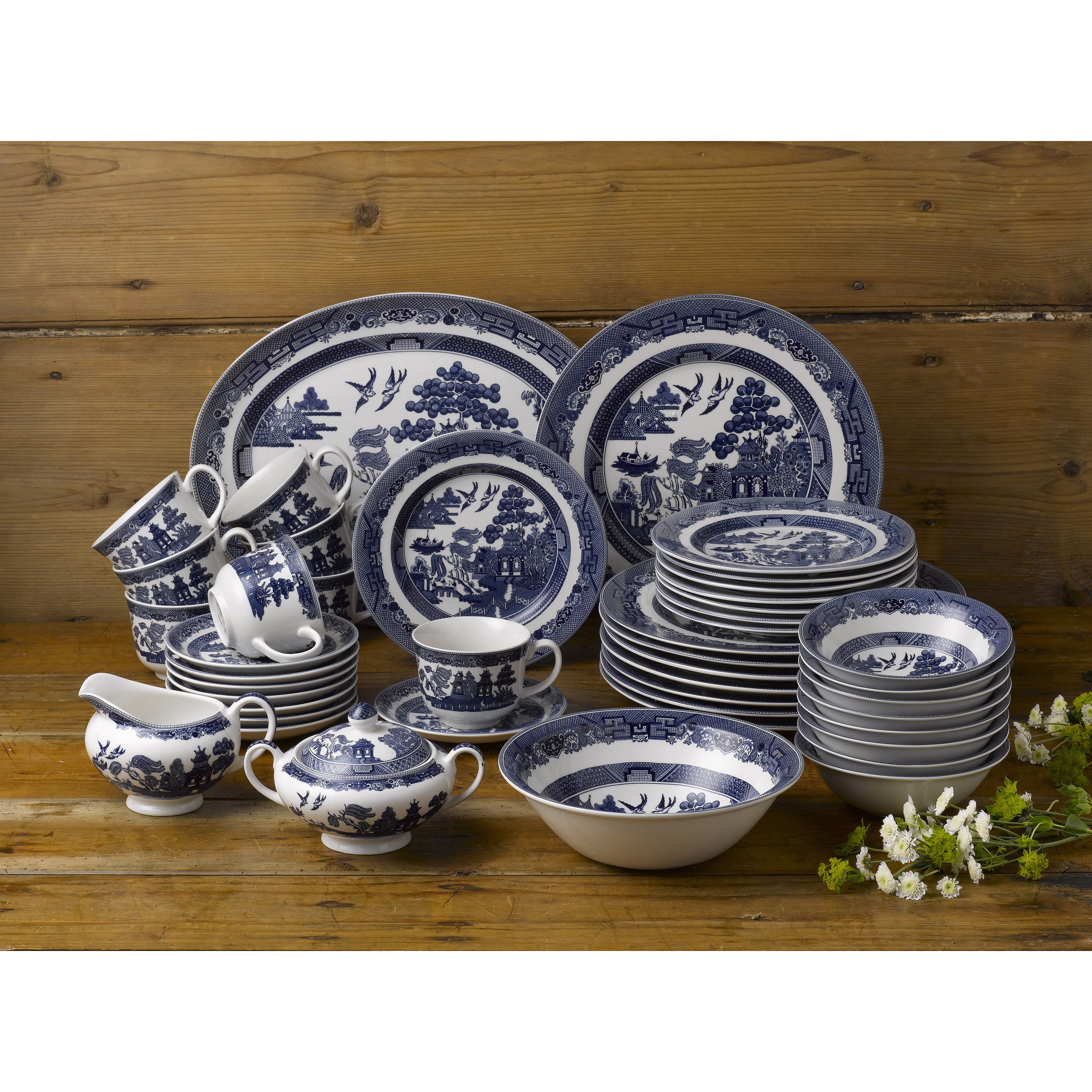 Set of 4 Johnson Brothers Willow Blue Dinnerware Teacups