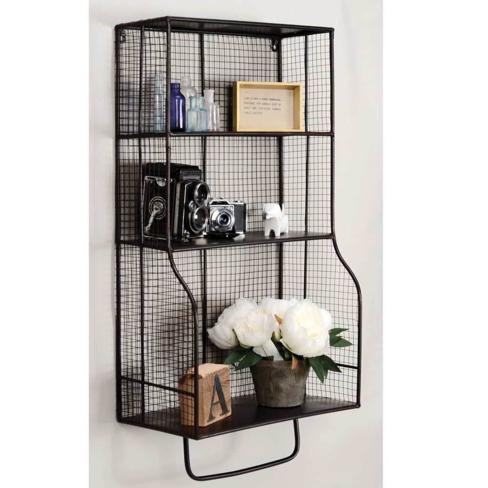 Home Zone Living 17 inchw Steel Mesh Basket Under Shelf Cabinet Pull Out, Size: 17W, Black