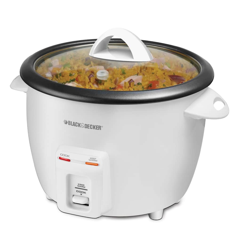 Black and Decker 14-cup Rice Cooker Stainless Steel White