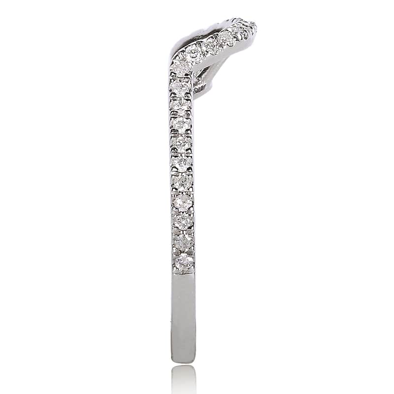 Annello 14k White Gold 1/5ct TDW Diamond Curved Wedding Band