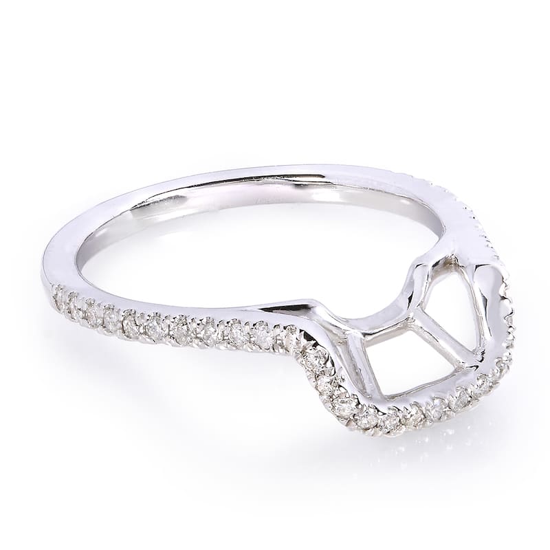 Annello 14k White Gold 1/5ct TDW Diamond Curved Wedding Band