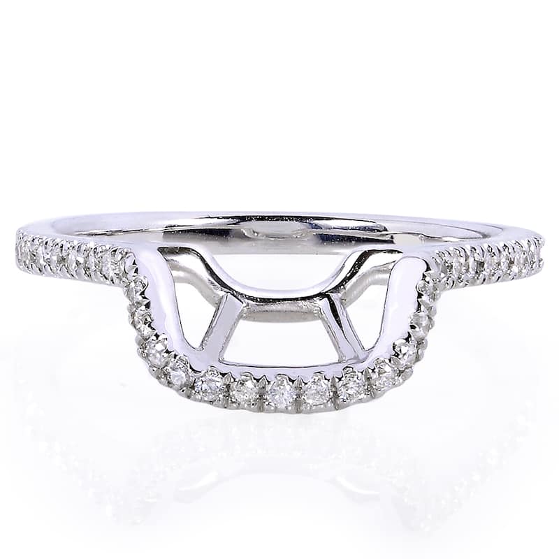 Annello 14k White Gold 1/5ct TDW Diamond Curved Wedding Band