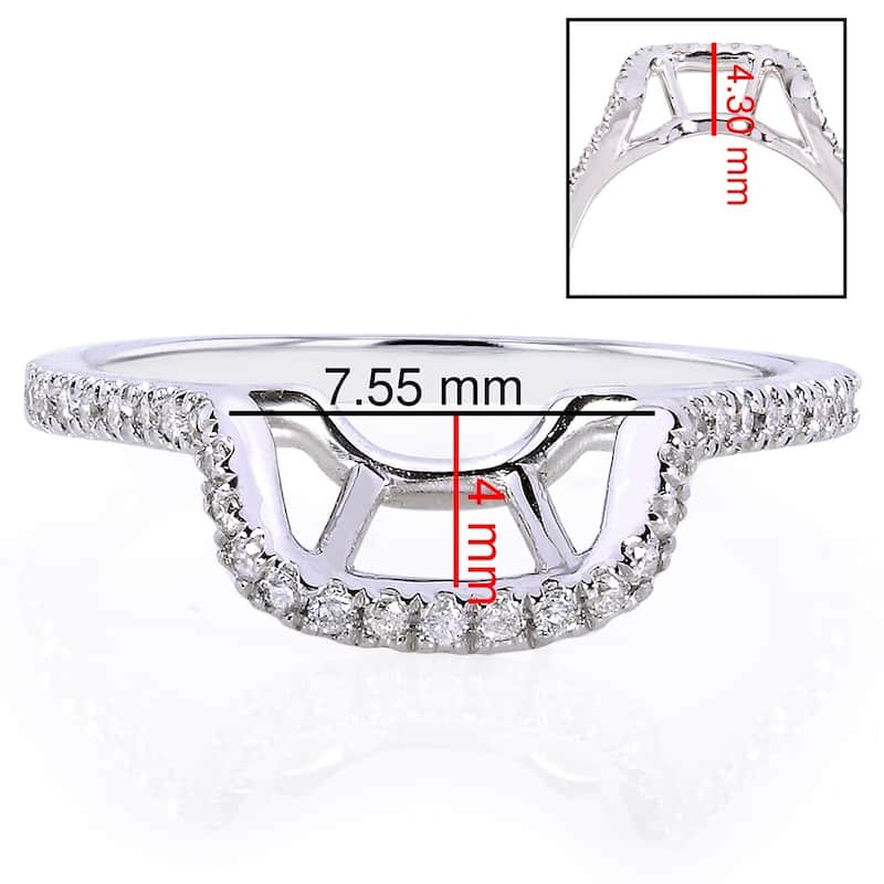Annello 14k White Gold 1/5ct TDW Diamond Curved Wedding Band