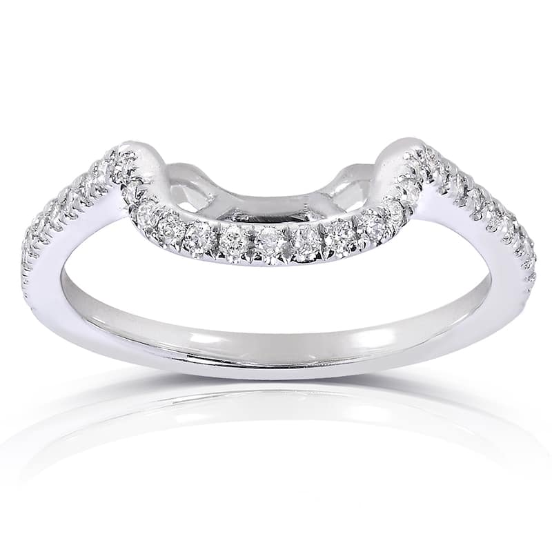 Annello 14k White Gold 1/5ct TDW Diamond Curved Wedding Band - 4