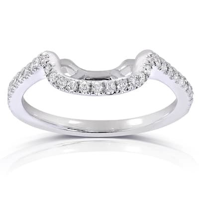 Annello 14k White Gold 1/5ct TDW Diamond Curved Wedding Band