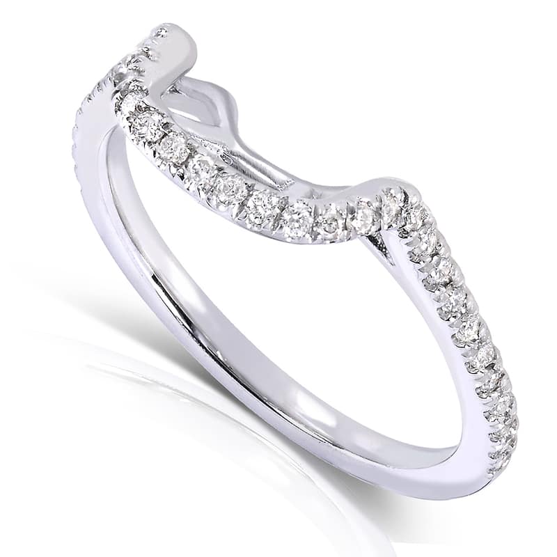 Annello 14k White Gold 1/5ct TDW Diamond Curved Wedding Band