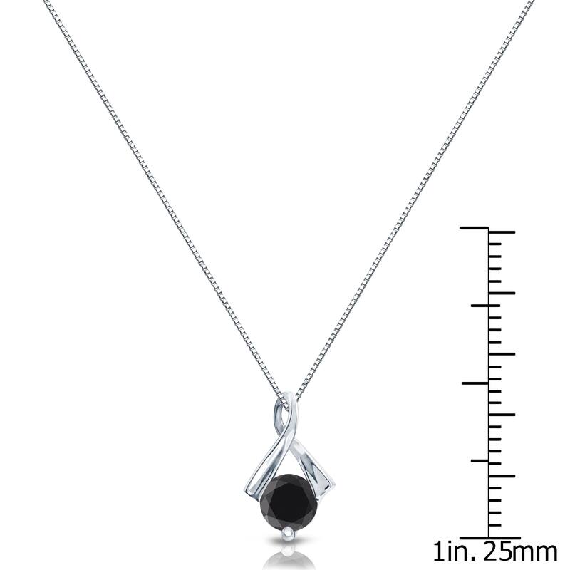 Auriya 14k White Gold 1/2ct TDW Black Diamond Ribbon Necklace