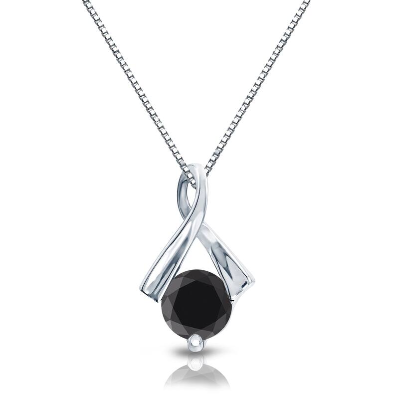 Auriya 14k White Gold 1/2ct TDW Black Diamond Ribbon Necklace