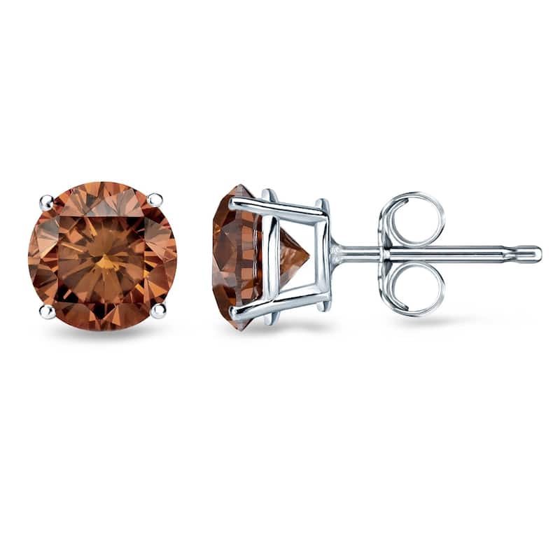 Auriya 14k Gold 1/4 to 2ctw Brown Diamond Stud Earrings (SI1-SI2)