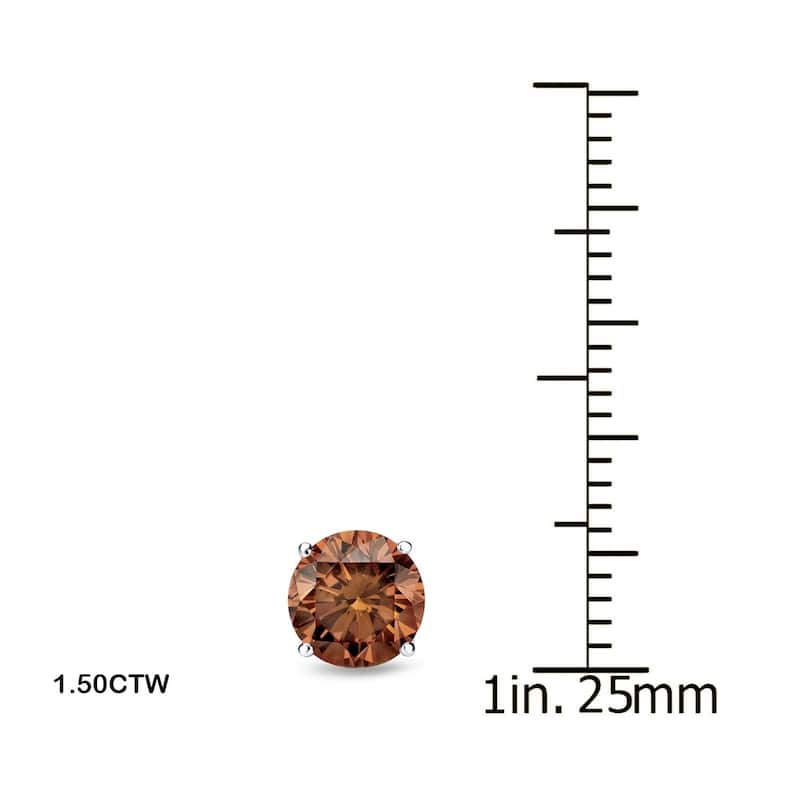 Auriya 14k Gold 1/4 to 2ctw Brown Diamond Stud Earrings (SI1-SI2) - 1.50ctw