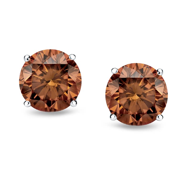 Auriya 14k Gold 1/4 to 2ctw Brown Diamond Stud Earrings (SI1-SI2)