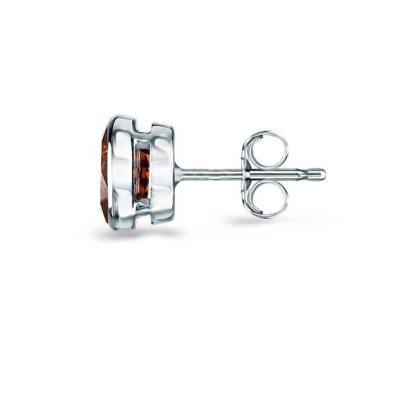 Auriya 14k Gold 1/2ct to 2ctw Brown Diamond Stud Earrings Bezel-set (SI1-SI2)
