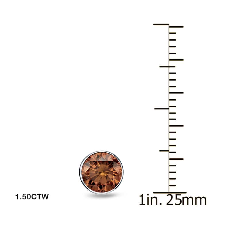 Auriya 14k Gold 1/2ct to 2ctw Brown Diamond Stud Earrings Bezel-set (SI1-SI2)