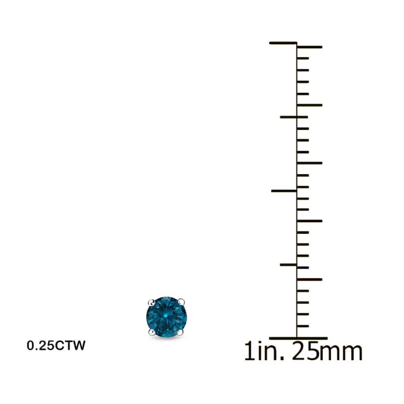 Auriya 1/2ct to 2ct TW Round Blue Diamond Stud Earrings 14k White Gold (I1-I2)