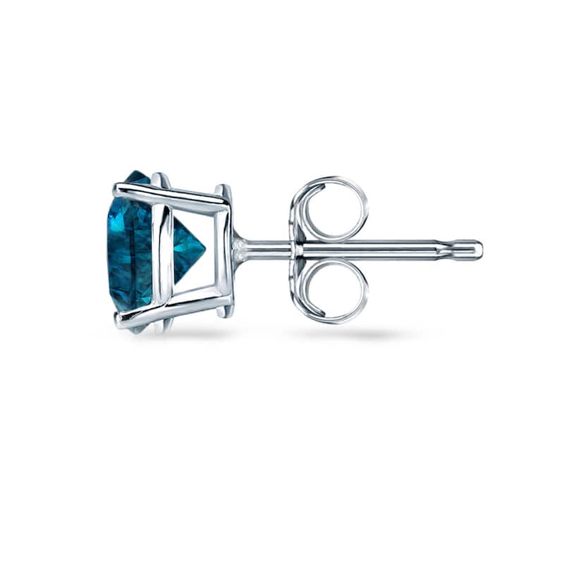 Auriya 1/2ct to 2ct TW Round Blue Diamond Stud Earrings 14k White Gold (I1-I2)