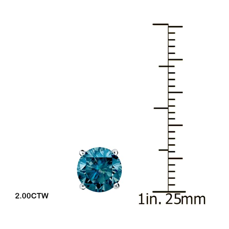 Auriya 1/2ct to 2ct TW Round Blue Diamond Stud Earrings 14k White Gold (I1-I2)