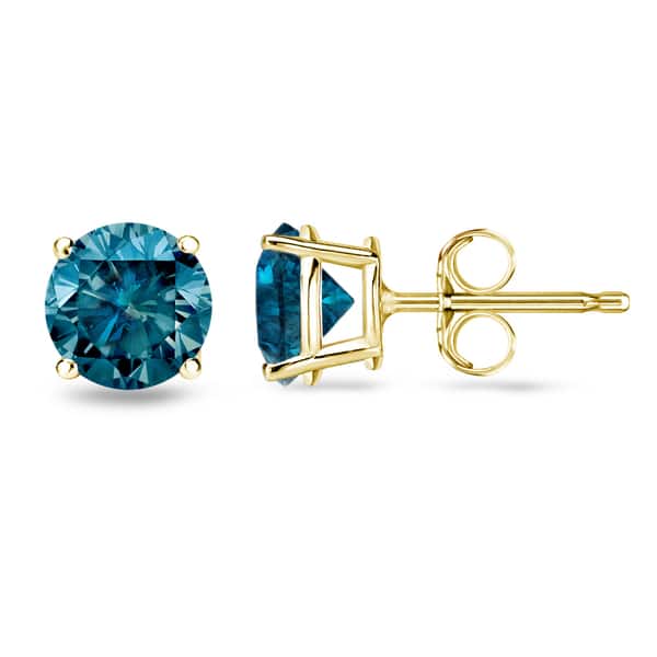 0.25 Carat IGI Certified 1/4 Cttw Round Natural Blue Diamond Stud Earrings in 14K Solid Gold 0.25 Carat IGI Certified 1/4 Cttw Round Natural Blue Diamond Stud Earrings in 14K Solid Gold
