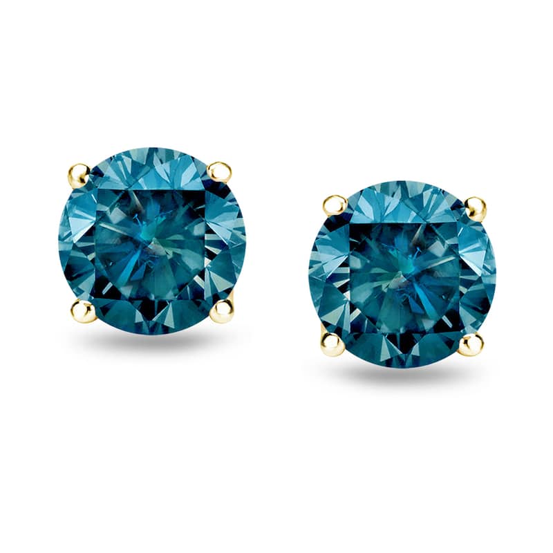 Auriya 1/4 to 2ctw Blue Diamond Stud Earrings 14k Yellow Gold (I1-I2)