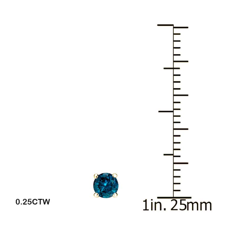 Auriya 1/4 to 2ctw Blue Diamond Stud Earrings 14k Yellow Gold (I1-I2)