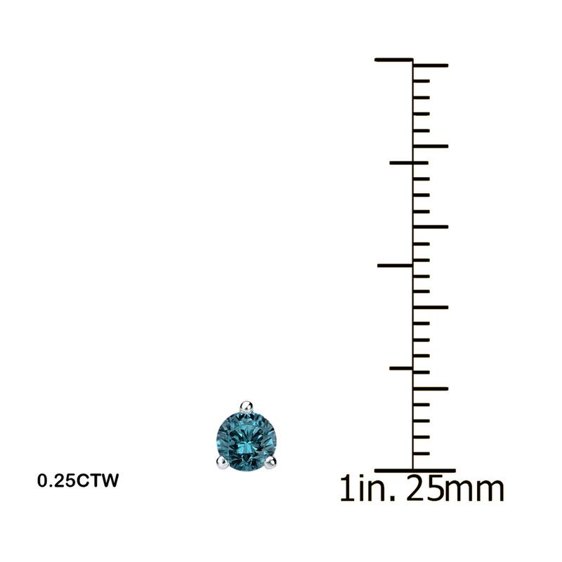 Auriya 14k Gold 1/4 to 2ctw Round Blue Diamond Stud Earrings Martini-set (I1-I2)