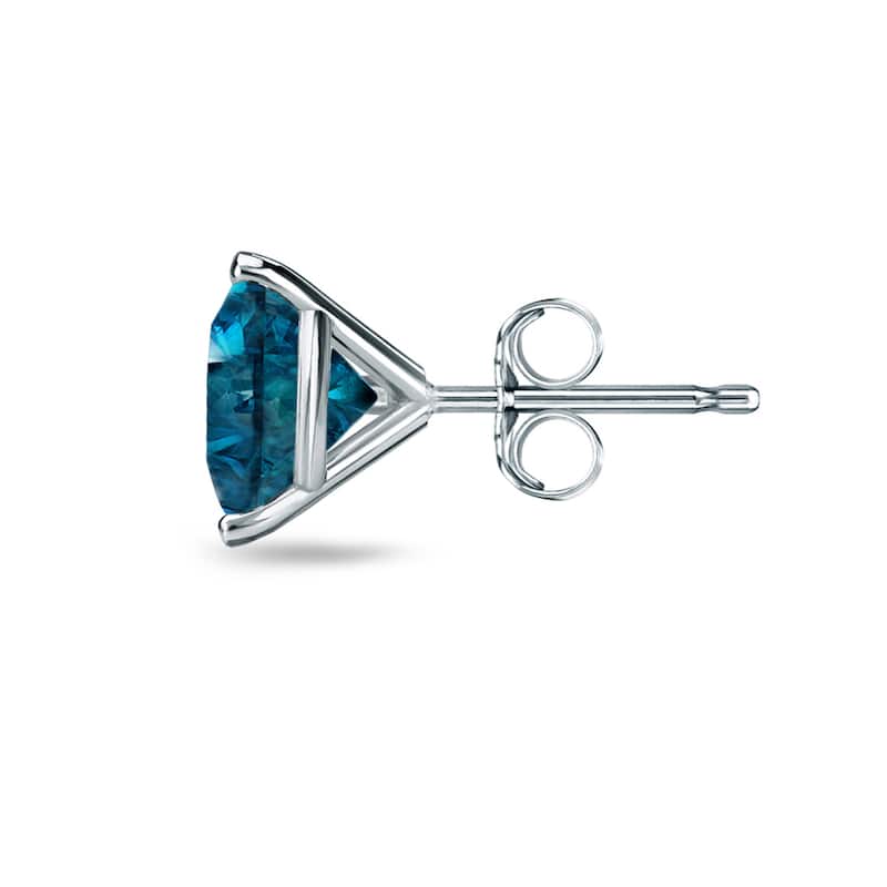 Auriya 14k Gold 1/4 to 2ctw Round Blue Diamond Stud Earrings Martini-set (I1-I2)