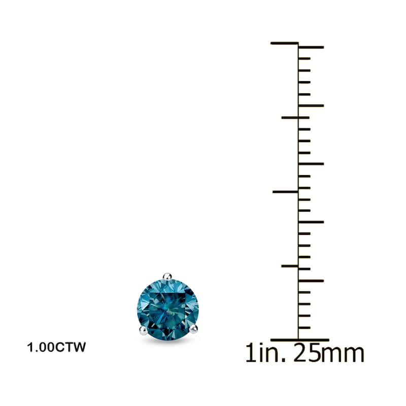 Auriya 14k Gold 1/4 to 2ctw Round Blue Diamond Stud Earrings Martini-set (I1-I2)