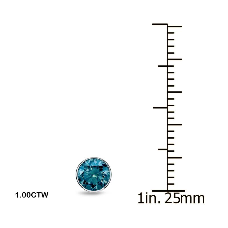 Auriya 14k Gold 1/4 to 2ctw Blue Diamond Stud Earrings Bezel-set (I1-I2)