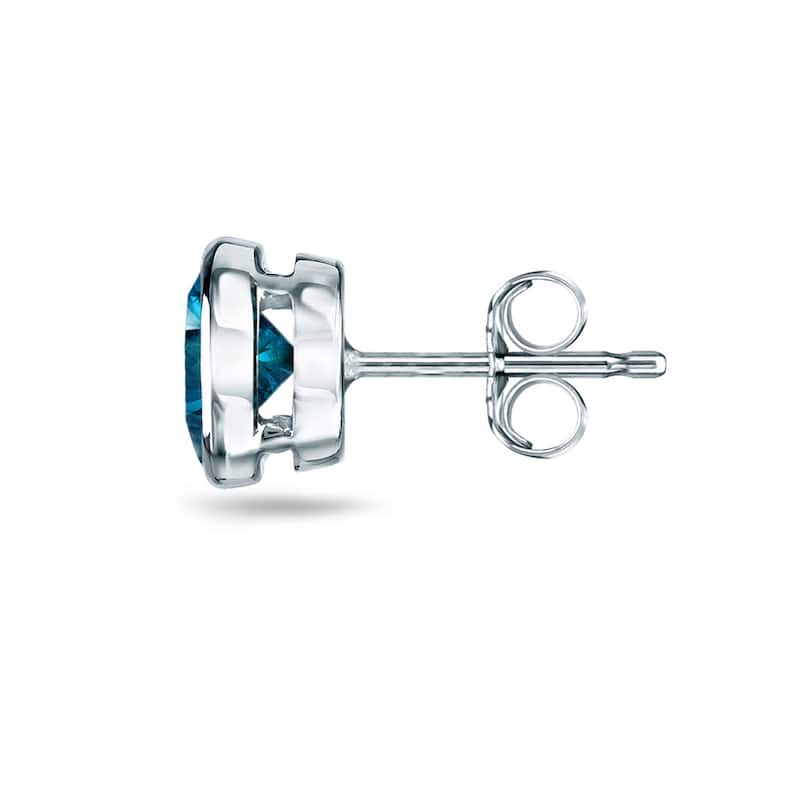 Auriya 14k Gold 1/4 to 2ctw Blue Diamond Stud Earrings Bezel-set (I1-I2)