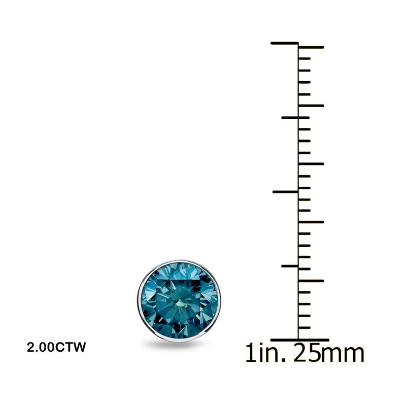 Auriya 14k Gold 1/4 to 2ctw Blue Diamond Stud Earrings Bezel-set (I1-I2)
