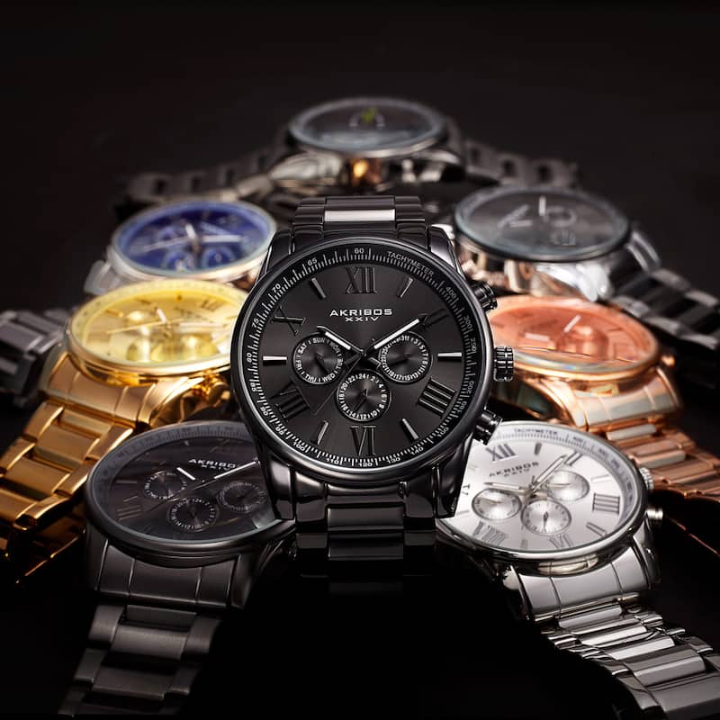 Akribos XXIV Men's Multifunction Tachymeter Stainless Steel Bracelet Watch