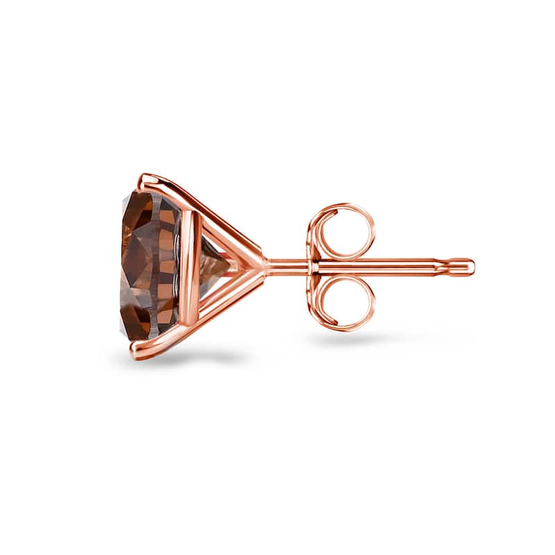 Auriya 14k Rose Gold 1/4 to 2ctw Brown Diamond Stud Earrings Martini-set (SI1-SI2)